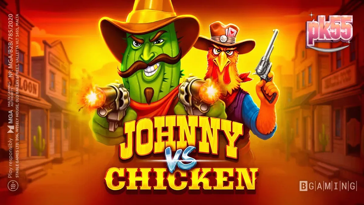 Tampilan visual slot Johnny vs Chicken dengan tema Wild West